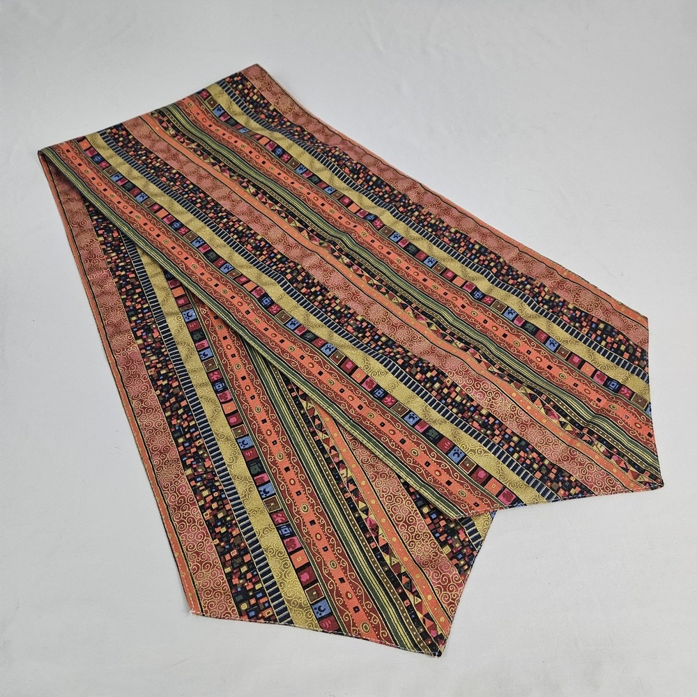 Vintage Table Runner Boho Indian Ethnic Textile 22x11 Colorful MCM